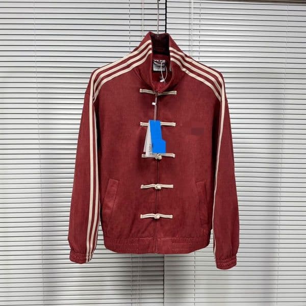 High Quality Designer Made Of Pure Cotton High Version Retro Sports Striped Fashionable Same New Chinese Style Buckle Jacket For Men And W B67