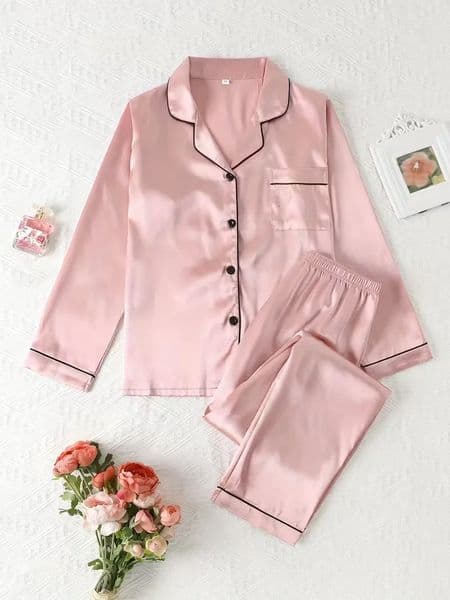 Women Autumn Winter Silk Pajamas Set Casual Soft Breathable and Relaxed Fit Long Shirt Tops Pants Sleepwear 251231BANJIA