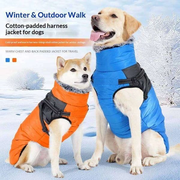 All-in-One Dog with Harness - Fleece-Lined Windproof Thermal Coat,High Neck Winter Apparel for Outdoor Use CE Certified 26N0104