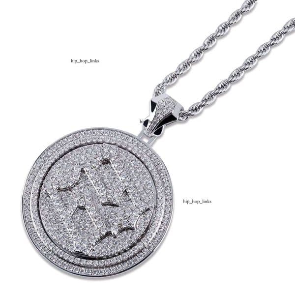 Ice out VVS Moissanite American Hip-Hop Iced Out Pendant 18K Rapper 69 14K Round Rotatable Disc Shape Full CZ Paved Tennis Chain Necklace