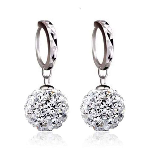 Real 925 Sterling Silver Zircon Ball Pendant Geometric Hoop Earrings for Women Trendy Fine Jewelry Minimalist Accessories