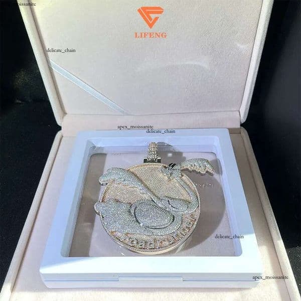 Customized Pendant Iced Out Vvs Moissanite Miami Cuban k Chain Men Necklace Hip 14K Hop a1