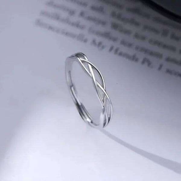 Real 925 Sterling Silver Cross Line Geometric Adjustable Rings for Women Light luxury Fine Jewelry Minimalist Accessories