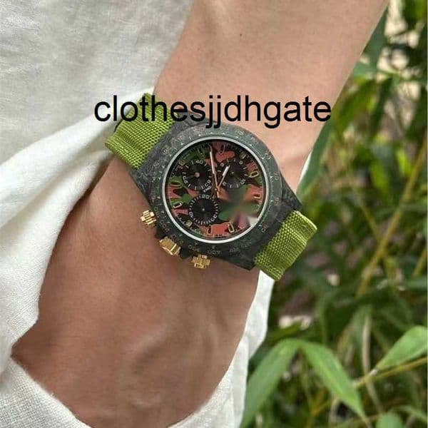 Designer Watches Men's Luxury Mechanical Diw Watch Carbon Fiber Watch Trendy Fashion Men's Brand Wristwatch with Green Fiber Strap