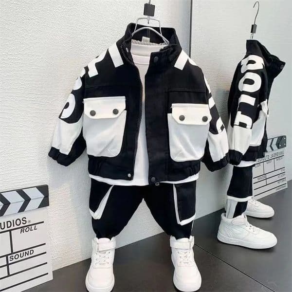 Boys Clothing Set Jacket Suit Spring and Autumn Clothing Childrens Sportswear Set Boys Baby Coat Pants Two-piece Set 251229BJ