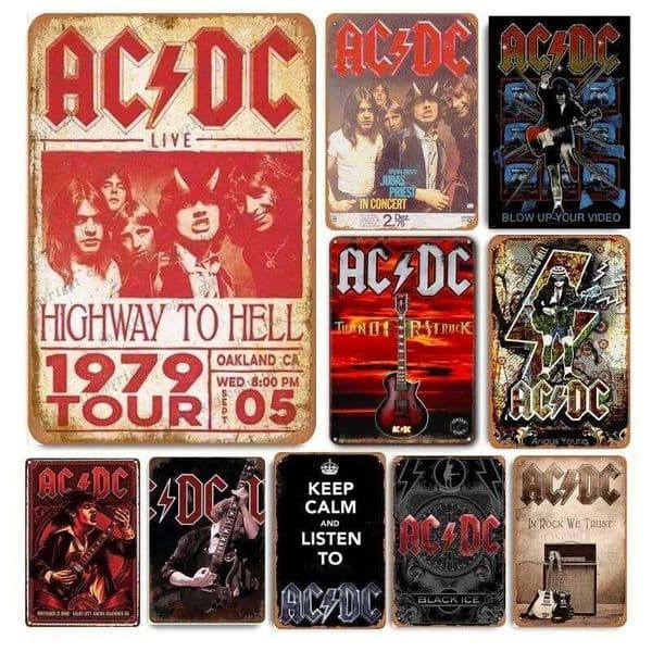 AC DC Vintage Heavy Music Cool Classic Rock Band Metal Tin Sign for Home Restaurant Cafe Bar Art Wall Decoration Gifts 26T0104 26T0104