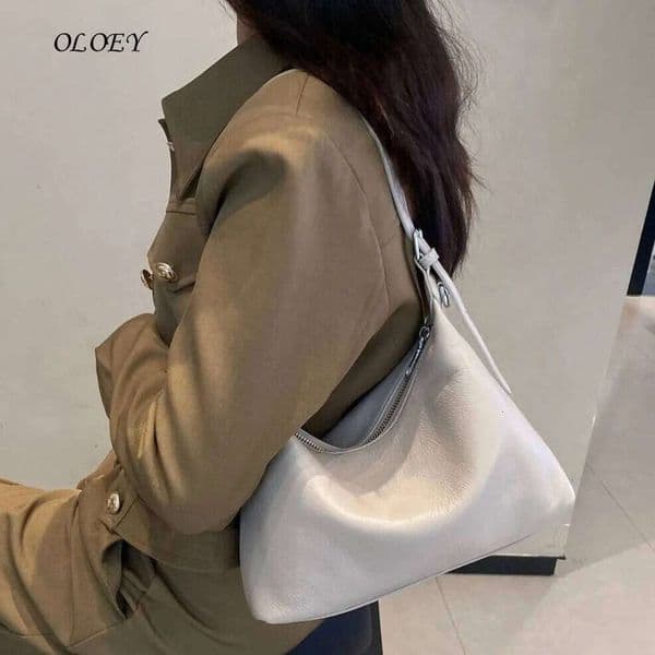 Oloey 2025 Luxury Full Grain Leather Crossbody for Women, Slim Commuter Purse with Zip Pockets, Versatile Day to Night Bag