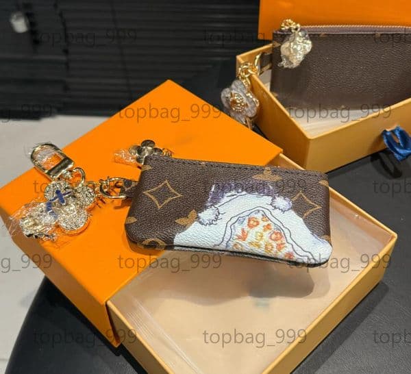 Charm Coin Purses Wallet Women Luxury Designer Bags Purse Key Chain Card Holder pouch Travel With Box and Charms 12cm
