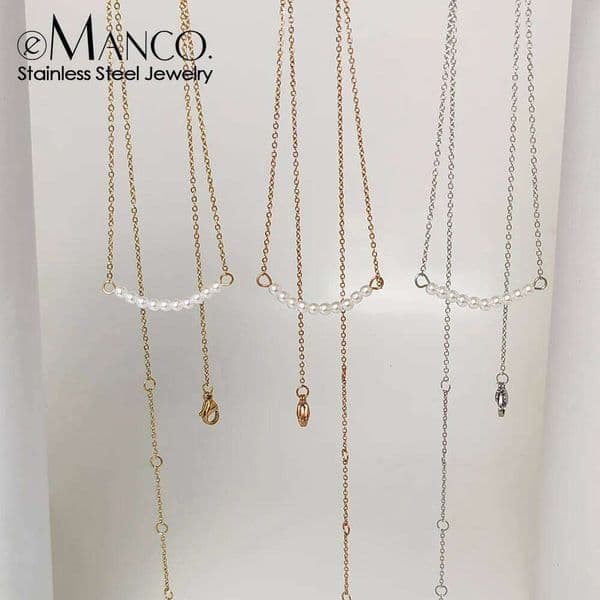 Imitation Pearls pendant chokers necklaces women gold color stainless steek necklace Gift Wholesale drop shipping