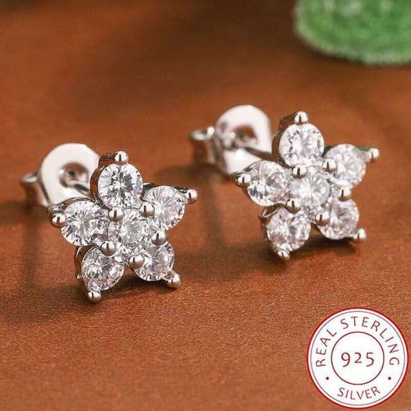 High-quality Flower-shaped Women's Stud Earrings - Fashionable Shiny AAAA Zircon Everyday Wear Jewelry