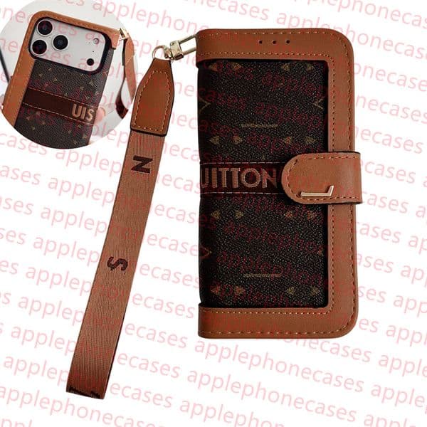 Genuine Leather Wallet Phone Case Designer iPhone Case Flip Card Holder for iPhone 17 16 15 14 Pro Max 13 12 11 16Plus Samsung Galaxy S26 Ultra S25 S24 S23 S22 Plus Cases