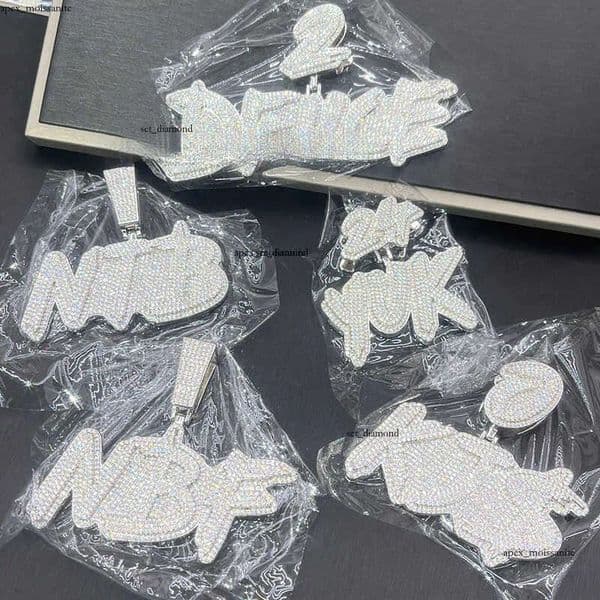High Quality Custom Styles Letter Silver 925 Moissanite 14K Iced Out Name Pendant Necklace For Men Hip Hop Jewelry Gifts 06