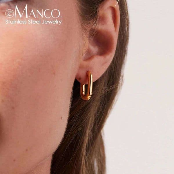 eManco Stainless Steel U-shaped Glossy Fashion Personality Earrings Allergy Prevention French Vintage Handmade Circles