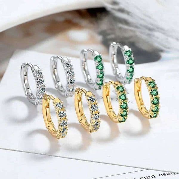 Real 925 Sterling Silver Minimalist Zircon Round Hoop Earrings for Women Light Luxury Fine Jewelry Trendy Accessories