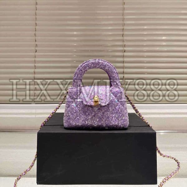 Leather Womens Luxurys Designers Mini Sequins Chain Colorful Flwoer Tote Paintings Handbag Shouder Crossbody Bag Pouch Purse Exquisite And Compact 14Cm