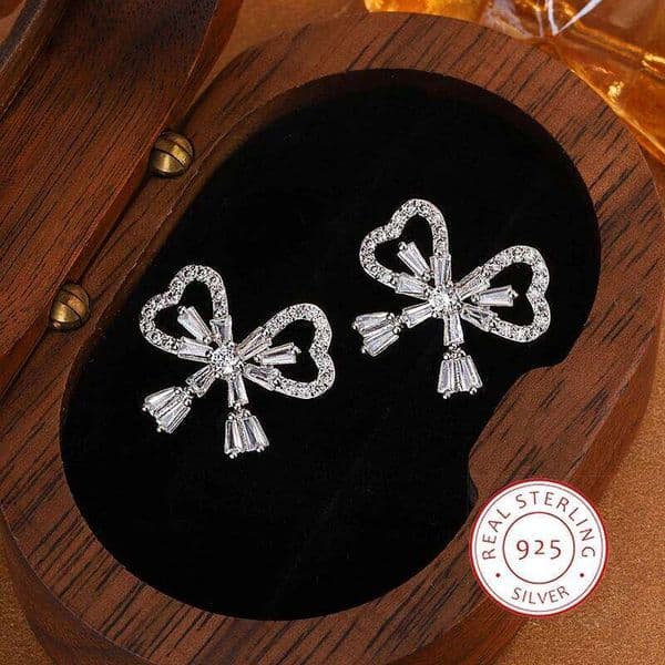 Exquisite Elegant Bow Zircon Sparkle AAA Attend Banquets Wedding Parties Anniversary Gift Boutique Jewelry Earrings