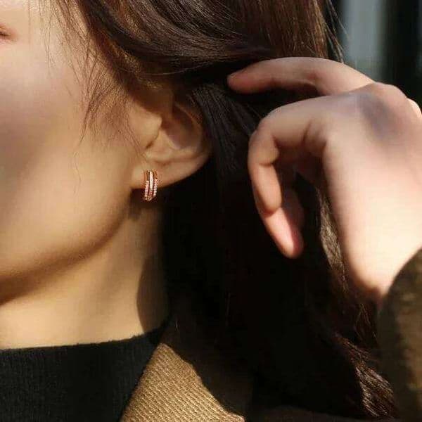 Real 925 Sterling Silver Zircon Minimalist Geometric Hoop Earrings for Women Classic Fine Jewelry Irregular Accessories