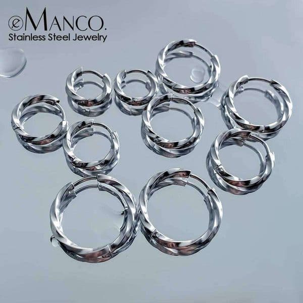 eManco New Simple Hoop for Women Silver Color Distort Earrings Personality Femme Popular High Quality Accessories