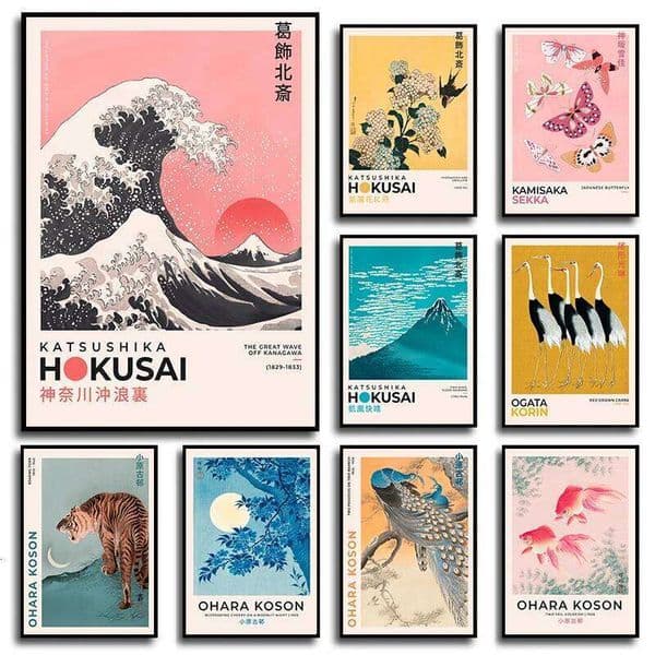 Japanese Katsushika Hokusai Exhibition Poster Print Ohara Canvas Art Vintage Landscape Pictures Home Decor 26N0104