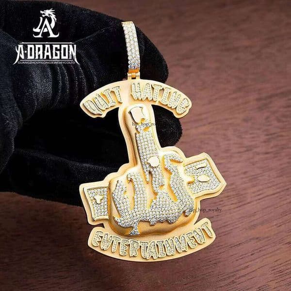 Hiphop 925 Jewelry Iced Out Hamsa Hand VVS Sterling Sier Silicon Stone Pendant