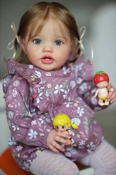 NPK 24Inch born Baby Toddler Doll Reborn Lottie Princess Girl Lifelike Soft Touch 3D Skin Art Doll with Hand Rooted Hair 260104BJ