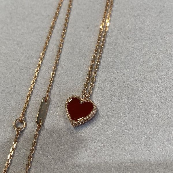 Jewelery clover necklace vanly cleef jewlery Love Necklace Female Red Agate Heart Pendant Real Rose Gold Clavicle Chain Jewelry