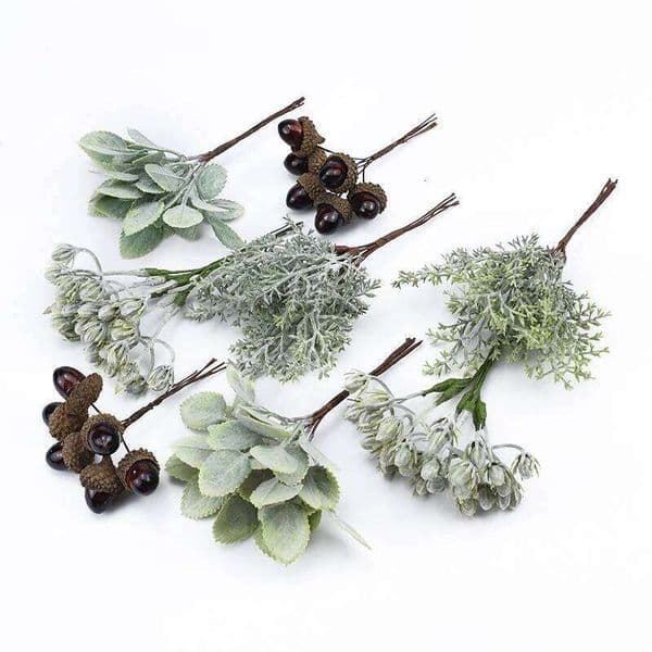 6Pcs Artificial Plants Decorative Wreaths Christmas Decorations Home Wedding Diy Gifts Box Flowers for Scrapbooking 26T0105