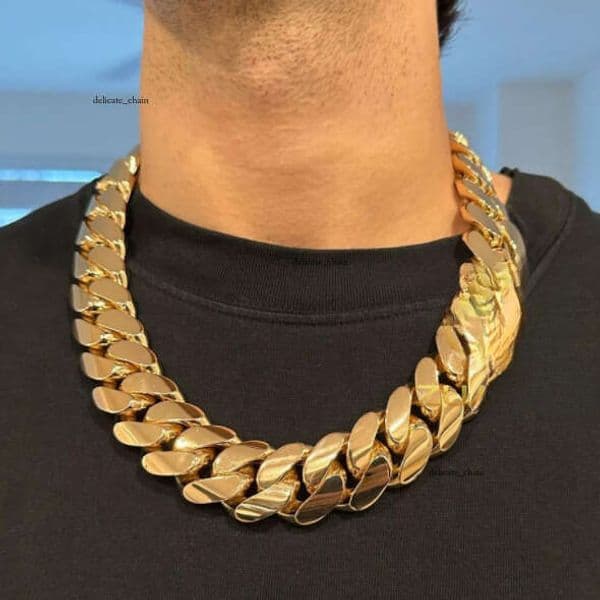 Zuanfa Hip-Hop Jewelry 18k Gold Plated Large Size 30mm Miami Bracelet Brass Cuban Men's Necklace Chain