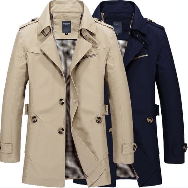 Mens Business Windbreaker Long Jackets Men Cotton Trench Coats Casual Spring Autumn Fashion Male Suit Streetwear Blazers 260104