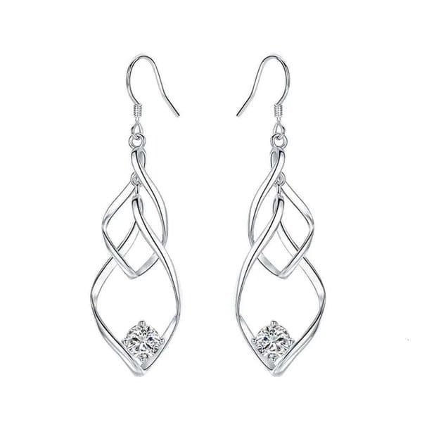 925 Sterling Silver Long Double Twisted Fringe Earring Ladies Fashion Simple Birthday Wedding Anniversary Jewelry Gift