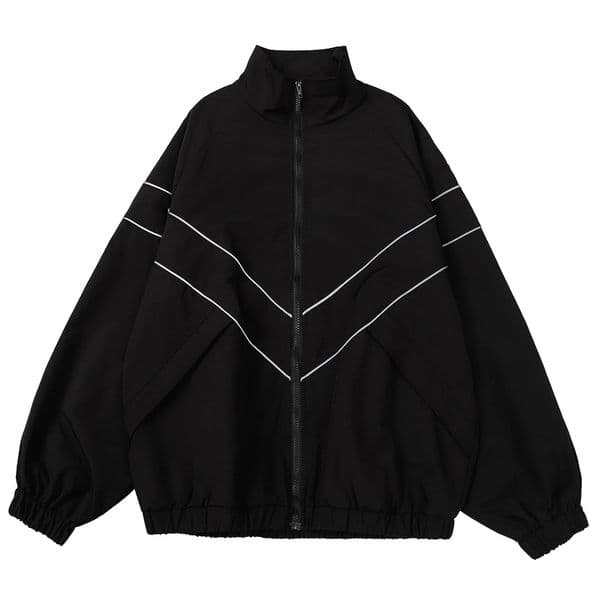 Reflective Striped Jacket Windbreaker Coat Men Hip Hop Streetwear Zipper Up Harajuku Thin Coats Sports Black Blue 260104