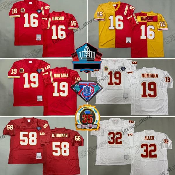 16 Len Dawson 1969 Throwback DIY Jerseys 19 Joe Montana Yellow Red 1994 Marcus Allen 1994 Derrick Thomas Stitched Jersey Add 75th 35th Patches