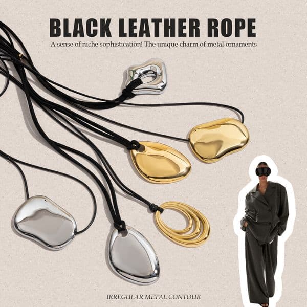 European and American Black Rope Titanium Necklace Niche Design Sense Collarbone Chain Non-Fading Cross-Border Hot-Selling Stainless Steel Jewelry