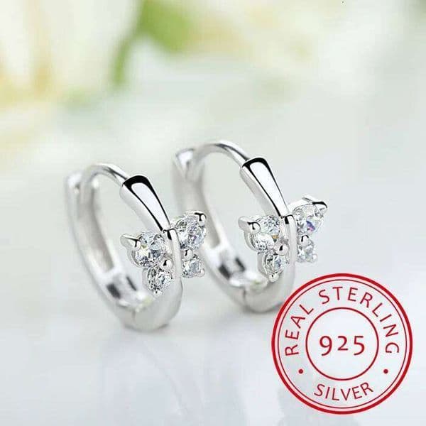 Baby Princess 925 Silver Butterfly Zirconia Small Hoop For Girls Child Wome Beautiful Aros Huggies Earring Jewelry
