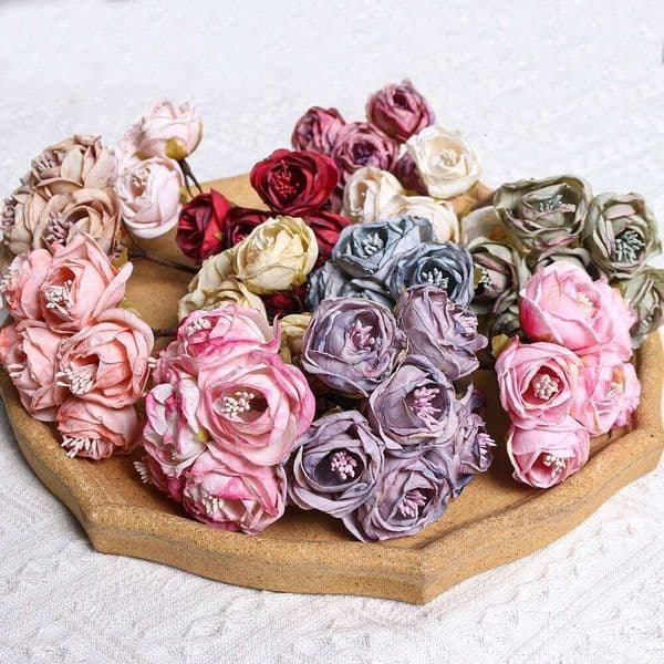 6Pcs/bundle Rose Artificial Bouquet Silk Fake Flowers for Home Decor Wedding Decoration DIY Crafts Garlands Accessories 26T0105