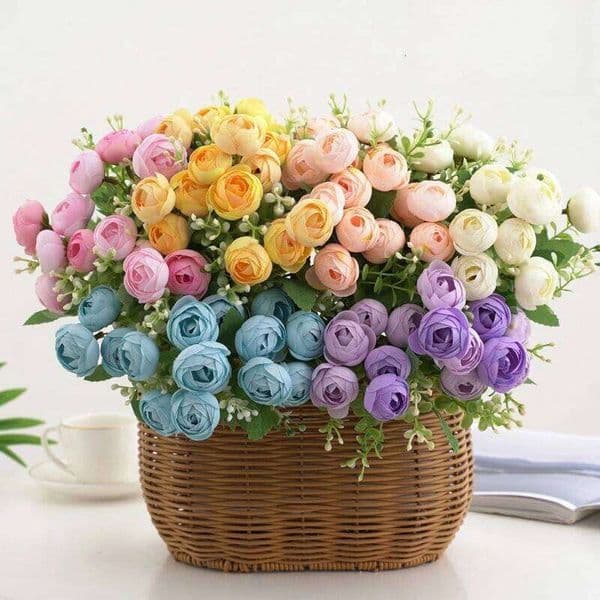 Simulation 15 Flower Heads Wedding Bouquet Home Desktop Decoration Photography Props Office Party Bridal Decor 26T0105