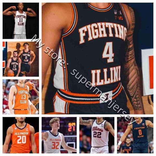 2026 Illinois Fighting Illini College basketball jersey s-3xl Mirkovic 0 Brandon Lee 1 Petrovic Ivisic Jakstys Wagler Ivisic Fagbemi Boswell Andrej Stojakovic 2