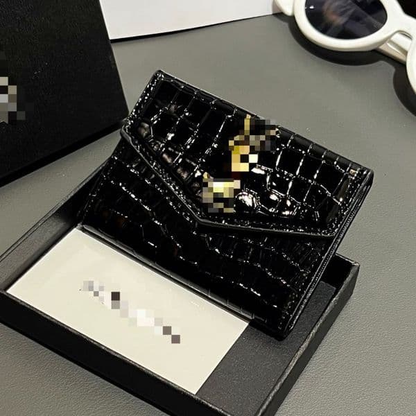 Luxury Designer Branded Card Case with Stylish Croc Embossed Exterior