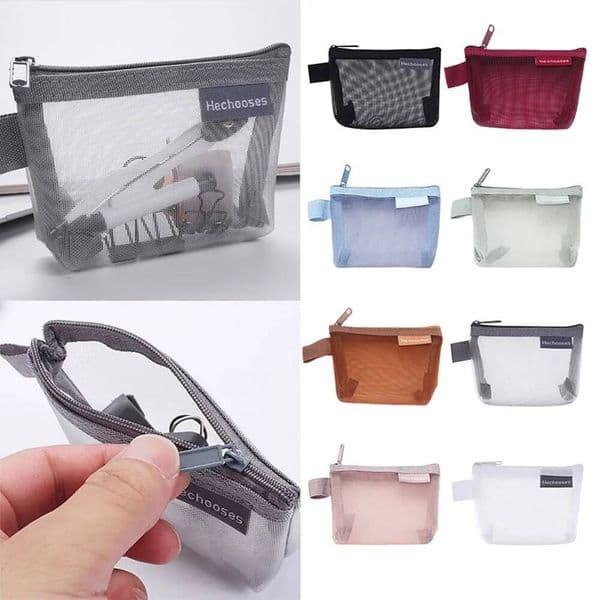 Bestseller Organizer Mesh Cute Purse Key Lipstick Nylon Cards Pouch Coin Small Item Storage Mini Cosmetic Bag Office Case ddmytues