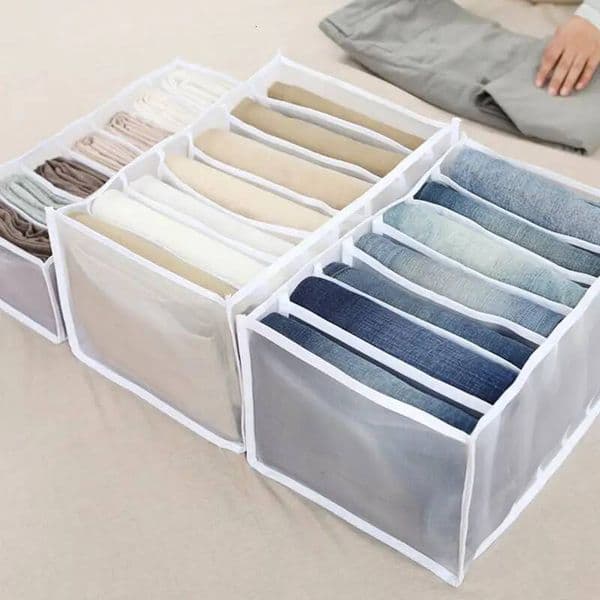 7 Grids Box Closet Wardrobe Clothes Compartment Boxes Drawer Jeans Socks Separation Organizer Pants Storage ddmythur
