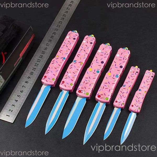 6Models Donut 204P Knife fixed blade knife 3.34 D2 Plain Blade, Aviation Aluminum Handles