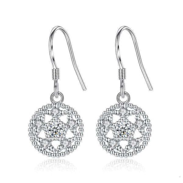 925 Sterling Silver Round Lotus Zircons Earrings Ladies Fashion Simple Birthday Party Wedding Anniversary Jewelry Gift