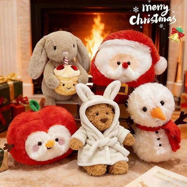 Bathrobe Bear Cake and Rabbit Toy Backpack Charm Plush Cartoon Birthday Christmas Gift XJ260105