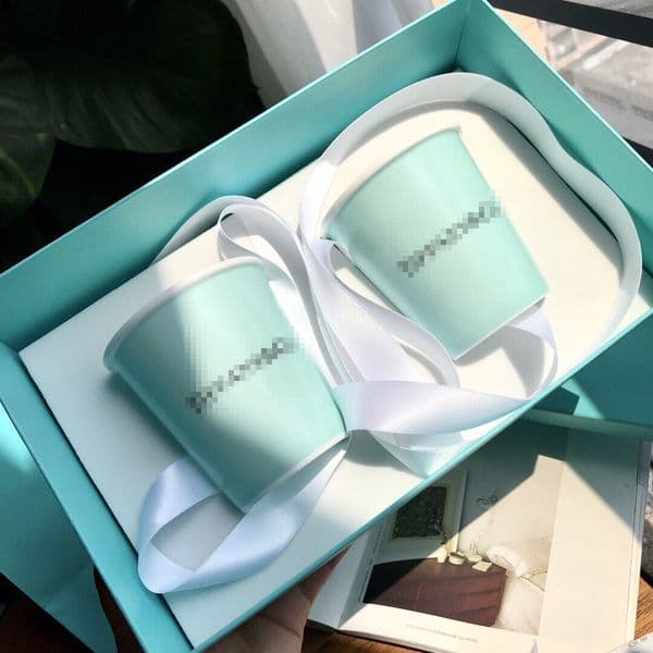 Elegant Blue Ceramic Dual Mug Set, Simple Design, Perfect for Sharing Coffee Moments, Romantic Dates, or Family Gatherings