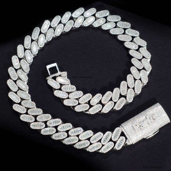 Wholesale Factory Direct Sale Cuban Chain Bracelet Necklace VVS Moissanite VVS Diamond 925 Silver Hip-Hop Style Custom Women