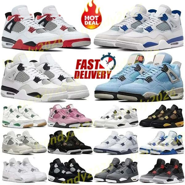 2026 Basketball shoes sneakers 4 mens j4 Grey black White University Blue What The Red boy Thunder Lightning Shoe for Womens sport green youth size 36-48