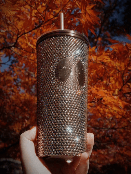 Large capacity 473ml popular glass champagne black silver diamond stainless insulated cup straw cup high-value car water cup gift Z260527