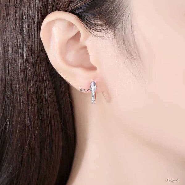 CZCITY Fashion U-Shaped Pure Silver Women's Earrings with Gold-Plated VVS Moissanite Huggie Clip