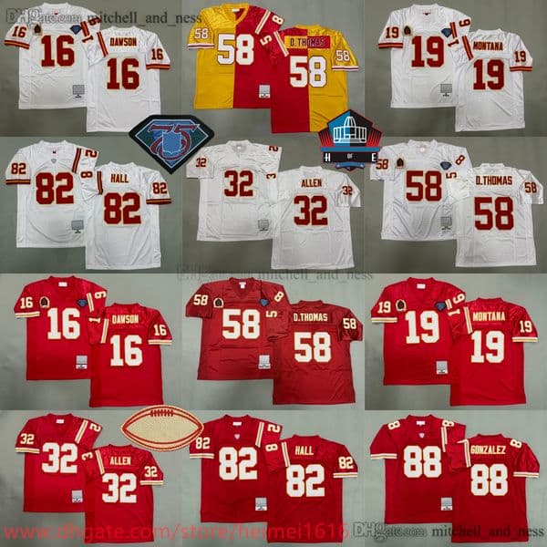 1969 Throwback Football 16 Len Dawson Jersey Classic Retro Stitched 58 Derrick Thomas 19 Joe Montana 32 Marcus Allen 88 Tony Gonzalez 82 Dante Hall Jerseys Sport Wear