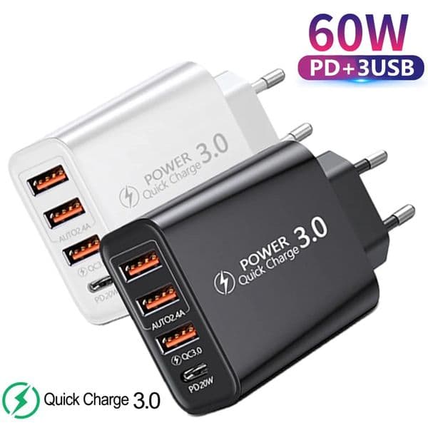 3USB C Charger USB 5V 2A Fast Charger Type C Mobile Phone Charger PD Quick Charge3.0 Power Adapter For iPhone Xiaomi Samsung Huawei
